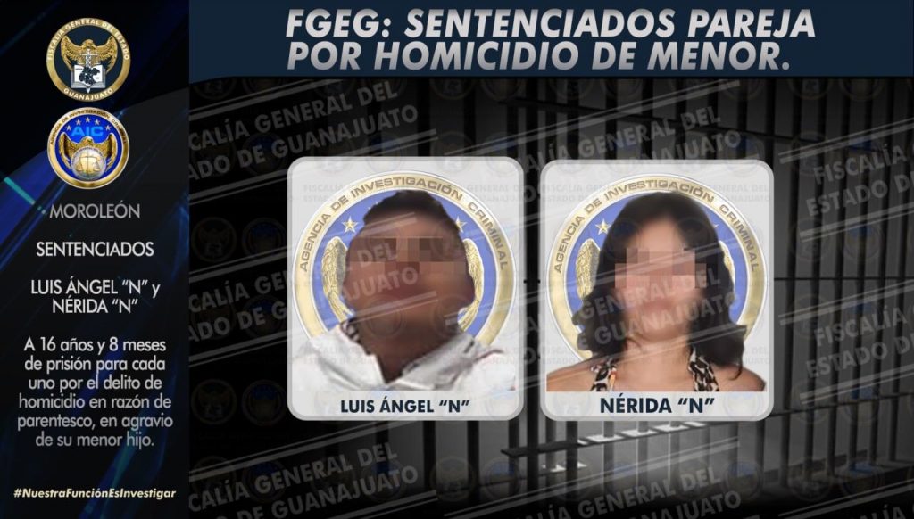 Obtiene la Fiscalía General de Justicia sentencia de 16 años con 8 meses para homicidas de su menor hijo, en Moroleón