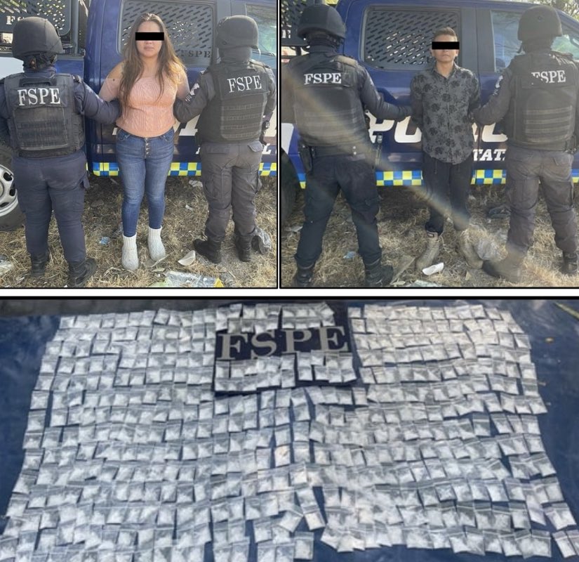 Las FSPE detienen a un hombre y una mujer en posesión de un arma de fuego, cartuchos útiles y 450 dosis de cristal en Irapuato