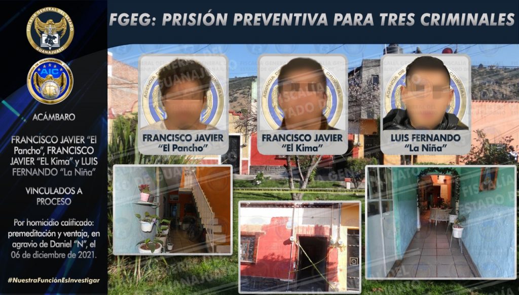 Obtiene FGEG prisión preventiva contra tres sujetos acusados de homicidio