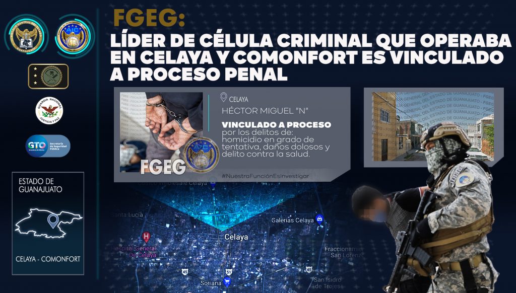 Expolicía y líder de una célula criminal que operaba en Celaya y Comonfort es vinculado a proceso penal