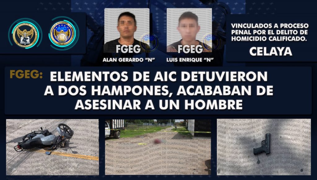 Detienen a dos homicidas en Celaya