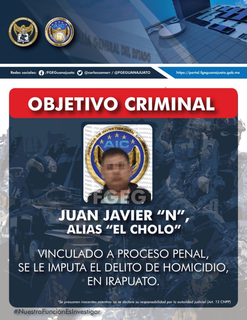 Presunto líder criminal es capturado por la Agencia de Investigación Criminal de Guanajuato