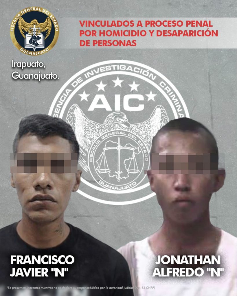 Vinculados a proceso penal por homicidio y  desaparición de personas en Irapuato